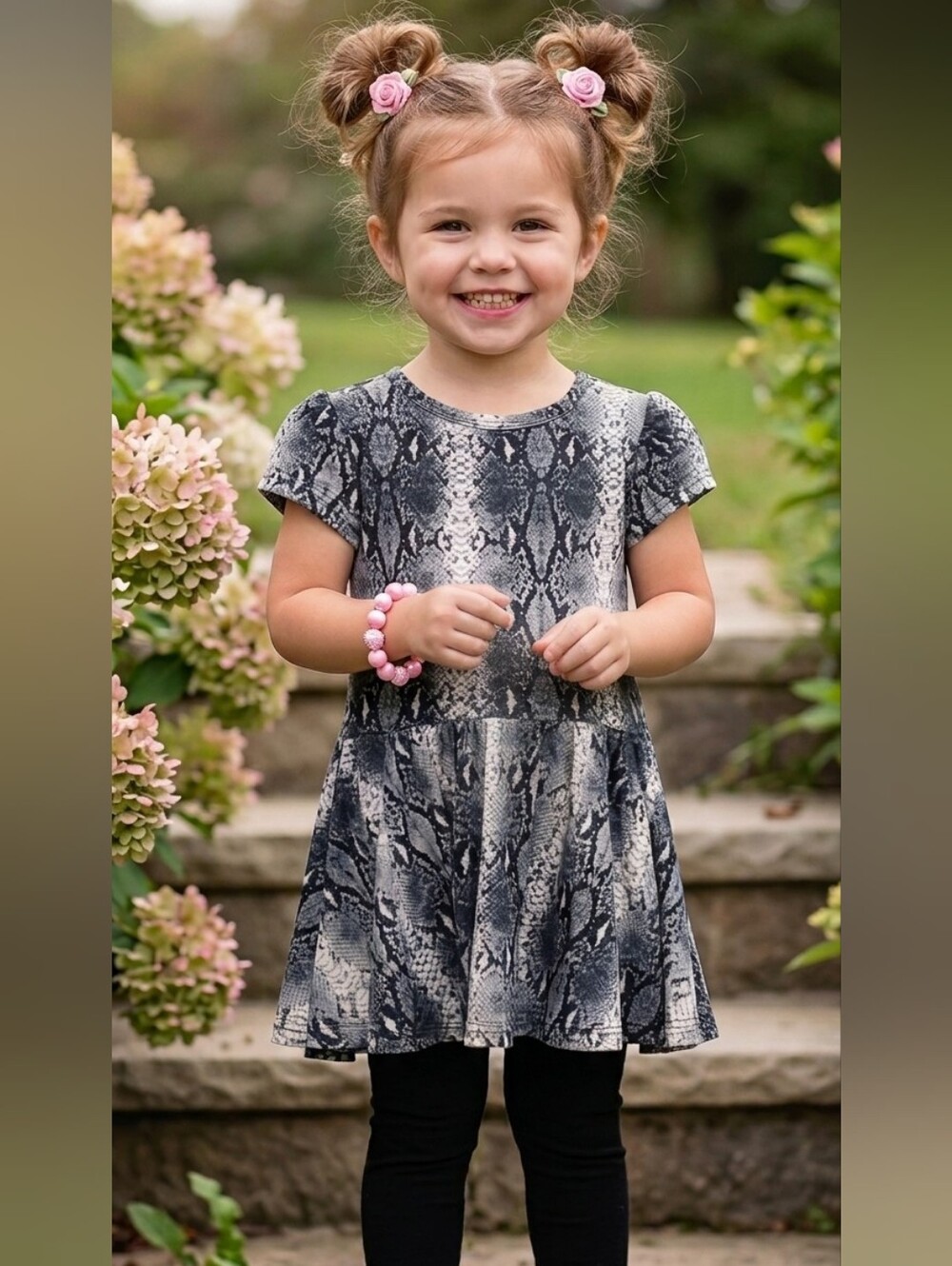 Dot Dot Smile Sleek Snakeskin Cap Dress Toddler Girls Size 2T Black White